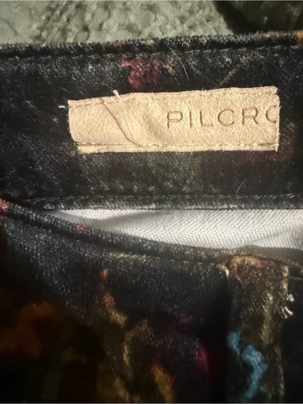 Pilcro Multicolor Floral Velvet Bootcut Pants on Black - Picture 5 of 5